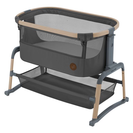 Maxi-Cosi 2-in-1 Beistellbett Iora Air mit Schaukelfunktion, atmungsaktive Stoffe, klappbar, inkl. Matratze & Reisetasche - Beyond Graphite