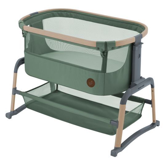 Maxi-Cosi 2-in-1 Beistellbett Iora Air mit Schaukelfunktion, atmungsaktive Stoffe, klappbar, inkl. Matratze & Reisetasche - Beyond Green