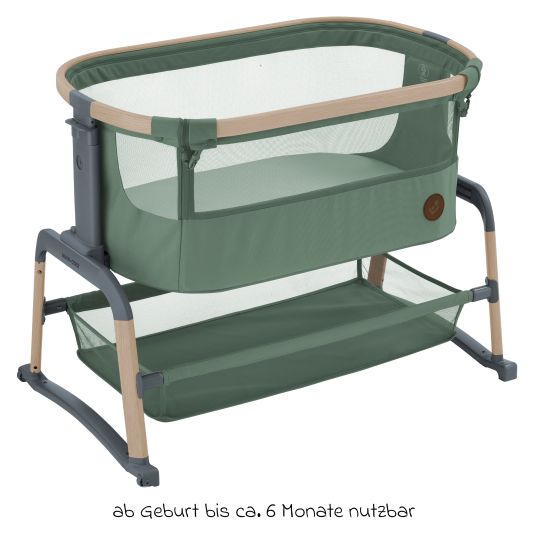 Maxi-Cosi 2-in-1 Beistellbett Iora Air mit Schaukelfunktion, atmungsaktive Stoffe, klappbar, inkl. Matratze & Reisetasche - Beyond Green