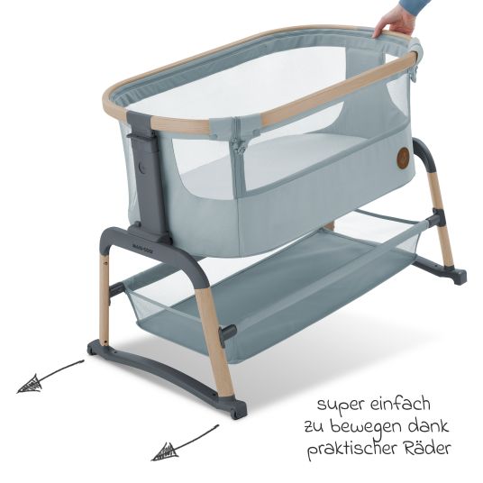 Maxi-Cosi 2-in-1 Beistellbett Iora Air mit Schaukelfunktion, atmungsaktive Stoffe, klappbar, inkl. Matratze & Reisetasche - Beyond Grey