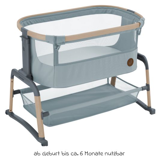 Maxi-Cosi 2-in-1 Beistellbett Iora Air mit Schaukelfunktion, atmungsaktive Stoffe, klappbar, inkl. Matratze & Reisetasche - Beyond Grey