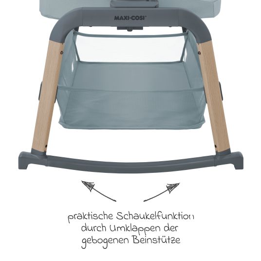 Maxi-Cosi 2-in-1 Beistellbett Iora Air mit Schaukelfunktion, atmungsaktive Stoffe, klappbar, inkl. Matratze & Reisetasche - Beyond Grey