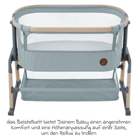 Maxi-Cosi 2-in-1 Beistellbett Iora Air mit Schaukelfunktion, atmungsaktive Stoffe, klappbar, inkl. Matratze & Reisetasche - Beyond Grey