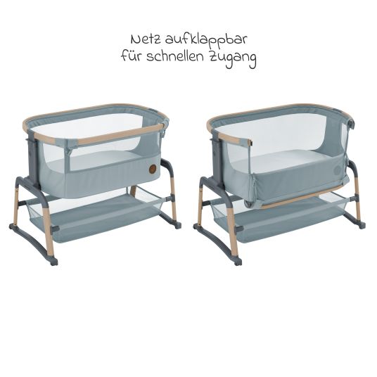 Maxi-Cosi 2-in-1 Beistellbett Iora Air mit Schaukelfunktion, atmungsaktive Stoffe, klappbar, inkl. Matratze & Reisetasche - Beyond Grey