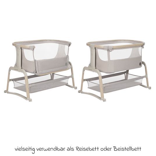 Maxi-Cosi 2-in-1 Beistellbett Iora Air mit Schaukelfunktion, atmungsaktive Stoffe, klappbar, inkl. Matratze & Reisetasche - Classic Beige Eco FR