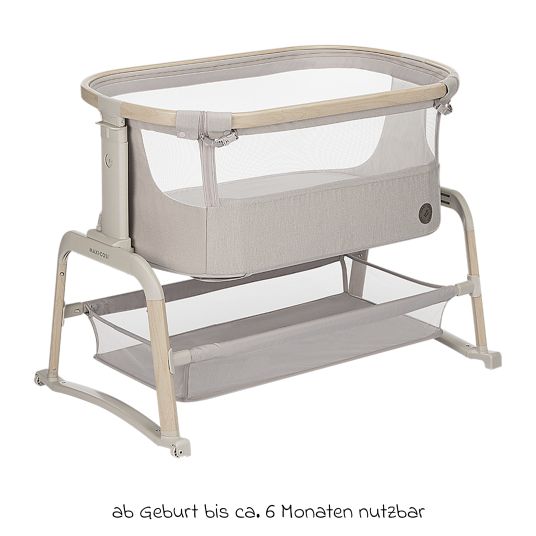 Maxi-Cosi 2-in-1 Beistellbett Iora Air mit Schaukelfunktion, atmungsaktive Stoffe, klappbar, inkl. Matratze & Reisetasche - Classic Beige Eco FR