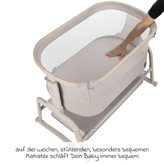 Maxi-Cosi 2-in-1 Beistellbett Iora Air mit Schaukelfunktion, atmungsaktive Stoffe, klappbar, inkl. Matratze & Reisetasche - Classic Beige Eco FR