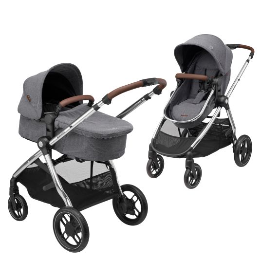 Maxi-Cosi Passeggino Zelia³ 2 in 1 con seduta e navicella in uno, maniglione regolabile, 22 kg - Luxe Twillic Grey