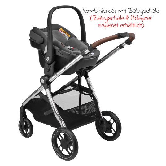 Maxi-Cosi Passeggino Zelia³ 2 in 1 con seduta e navicella in uno, maniglione regolabile, 22 kg - Luxe Twillic Grey