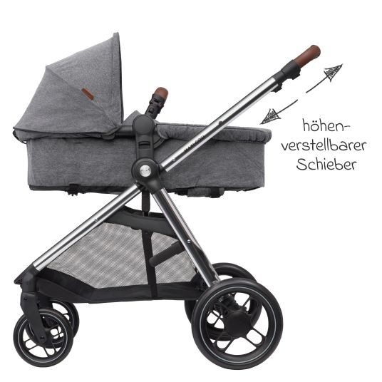 Maxi-Cosi Passeggino Zelia³ 2 in 1 con seduta e navicella in uno, maniglione regolabile, 22 kg - Luxe Twillic Grey