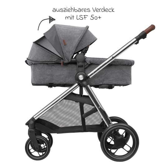 Maxi-Cosi Passeggino Zelia³ 2 in 1 con seduta e navicella in uno, maniglione regolabile, 22 kg - Luxe Twillic Grey