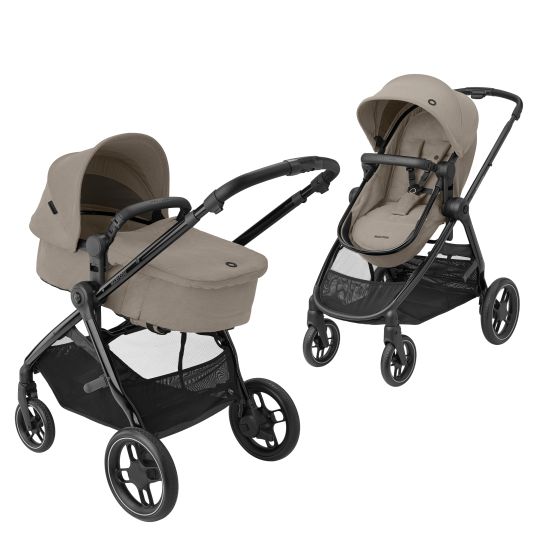 Maxi-Cosi 2-in-1 Kombi-Kinderwagen Zelia³ verwendbarer Sitz & Wanne in einem, verstellbarer Schieber, 22 kg - Luxe Twillic Truffel