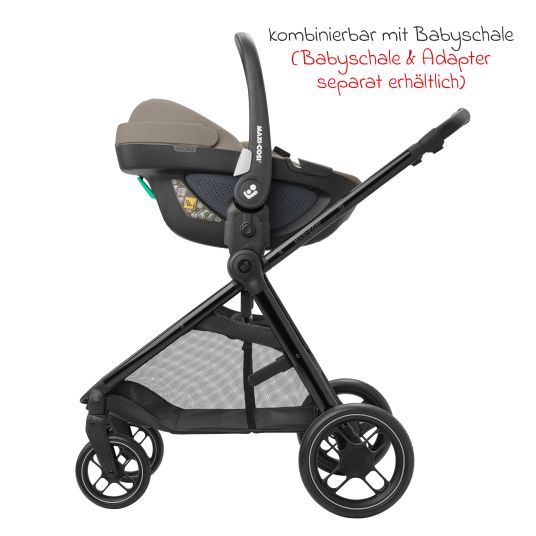 Maxi-Cosi 2-in-1 Kombi-Kinderwagen Zelia³ verwendbarer Sitz & Wanne in einem, verstellbarer Schieber, 22 kg - Luxe Twillic Truffel