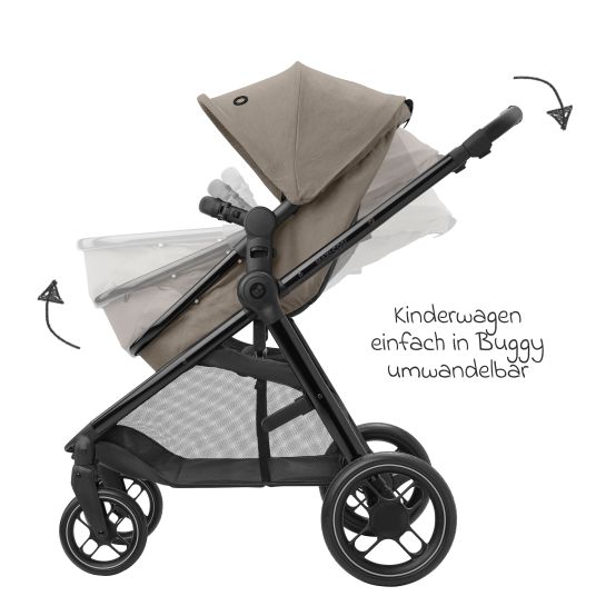 Maxi-Cosi Passeggino Zelia³ 2 in 1 con seduta e navicella in uno, maniglione regolabile, 22 kg - Luxe Twillic Truffle