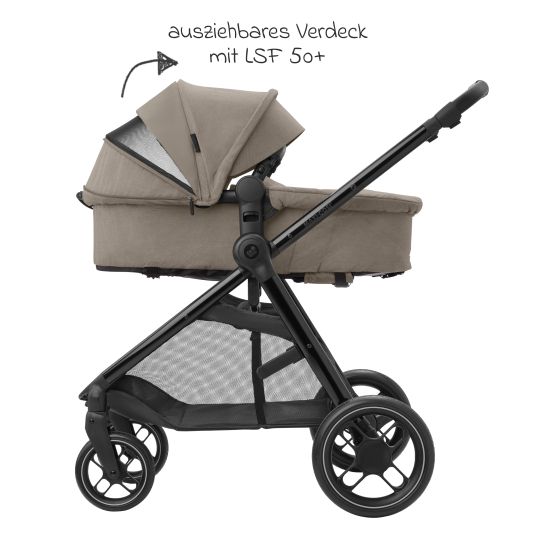 Maxi-Cosi 2-in-1 baby carriage Zelia³ usable seat & carrycot in one, adjustable push bar, 22 kg - Luxe Twillic Truffle