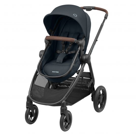 Maxi-Cosi 2 -in- 1 Combi Stroller Zelia³ Reversible Seat & Carrycot in One, Adjustable Pushers, 22 kg - Essential Graphite