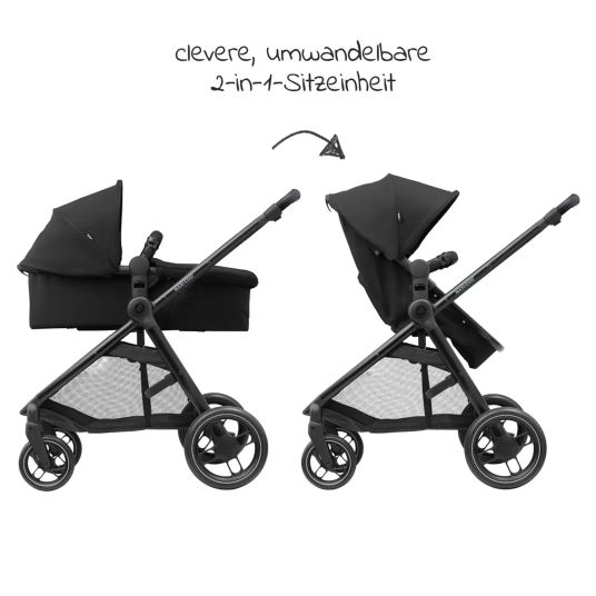 Maxi Cosi 3 in 1 baby carriage set Zelia incl. infant car seat CabrioFix i Size adapter 22 kg Black Babyartikel