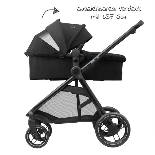 Maxi-Cosi 3-in-1 Kombi-Kinderwagen-Set Zelia³ inkl. Babyschale CabrioFix i-Size & Adapter, 22 kg - Black