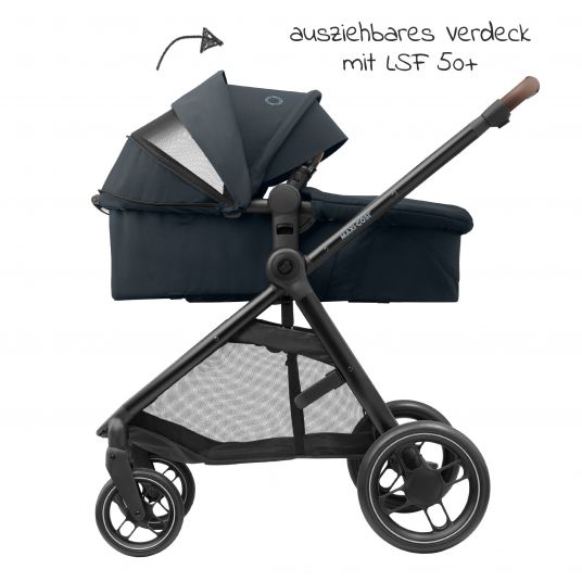 Maxi-Cosi 3- in-1 Kombi-Kinderwagen-Set Zelia³ inkl. Babyschale CabrioFix i-Size & Adapter, 22 kg - Essential Graphite