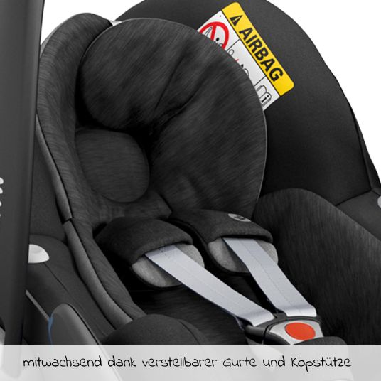 Maxi-Cosi Set seggiolino auto e reboarder 3in1 dalla nascita ai 4 anni (61 cm - 105 cm) con seggiolino auto Pebble Pro, seggiolino Pearl Pro 2, FamilyFix 3 incluso cuscinetto protettivo e libro per passeggino - Nero