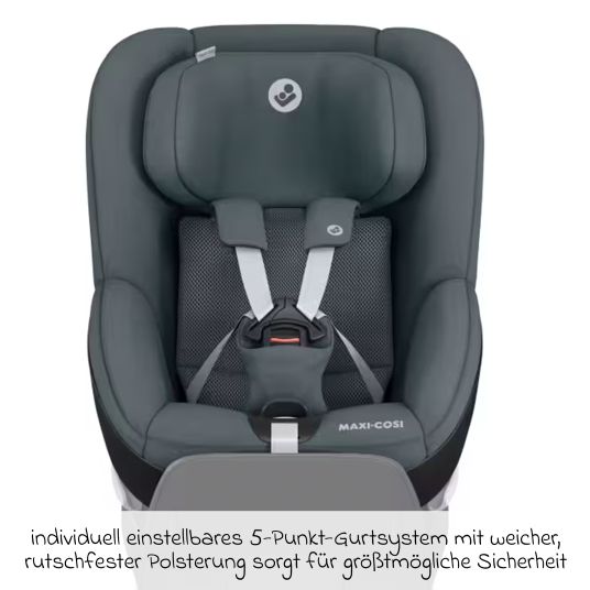 Maxi-Cosi Set 3in1 seggiolino auto e rialzo FamilyFix 360 dalla nascita ai 4 anni (40 - 105 cm) con seggiolino auto Pebble 360 e seggiolino Pearl 360 inclusi FamilyFix, cuscinetto protettivo, imbracatura e borsa portaciuccio - Grafite