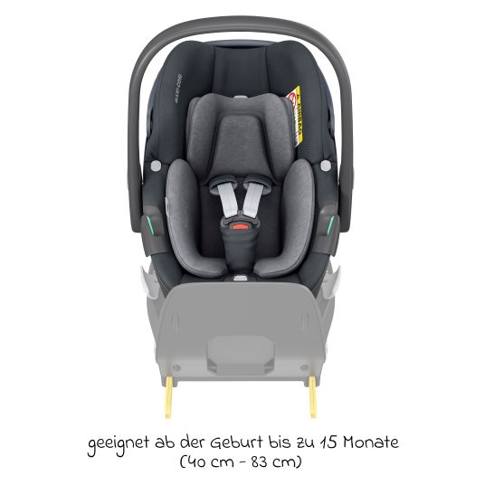 Maxi-Cosi 3in1 Babyschale & Reboarder-Set FamilyFix 360 ab Geburt bis 4 Jahre (40 - 105 cm) mit Babyschale Pebble 360 & Kindersitz Pearl 360 inkl. Isofix-Basis FamilyFix, Schutzunterlage, Activity-Trapez & Schnullertasche - Graphite