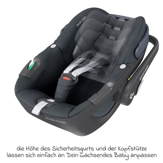 Maxi-Cosi 3in1 Babyschale & Reboarder-Set FamilyFix 360 ab Geburt bis 4 Jahre (40 - 105 cm) mit Babyschale Pebble 360 & Kindersitz Pearl 360 inkl. Isofix-Basis FamilyFix, Schutzunterlage, Activity-Trapez & Schnullertasche - Graphite