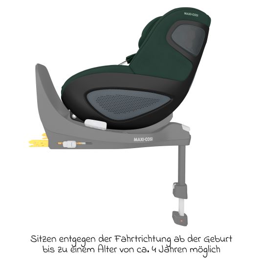 Maxi-Cosi 3in1 Babyschale & Reboarder-Set FamilyFix 360 ab Geburt bis 4 Jahre (40 - 105 cm) mit Babyschale Pebble 360 & Kindersitz Pearl 360 inkl. Isofix-Basis FamilyFix, Schutzunterlage, Activity-Trapez & Schnullertasche - Green