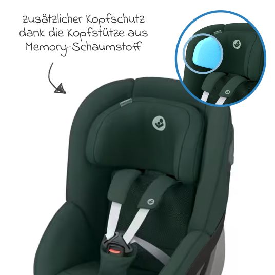 Maxi-Cosi 3in1 Babyschale & Reboarder-Set FamilyFix 360 ab Geburt bis 4 Jahre (40 - 105 cm) mit Babyschale Pebble 360 & Kindersitz Pearl 360 inkl. Isofix-Basis FamilyFix, Schutzunterlage, Activity-Trapez & Schnullertasche - Green