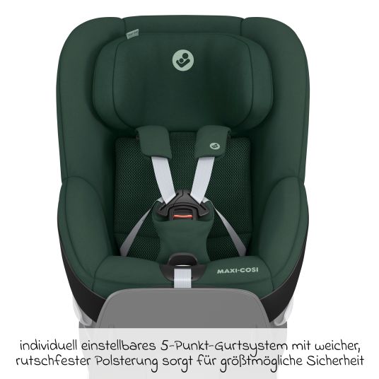 Maxi-Cosi 3in1 Babyschale & Reboarder-Set FamilyFix 360 ab Geburt bis 4 Jahre (40 - 105 cm) mit Babyschale Pebble 360 & Kindersitz Pearl 360 inkl. Isofix-Basis FamilyFix, Schutzunterlage, Activity-Trapez & Schnullertasche - Green