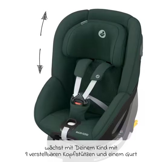 Maxi-Cosi 3in1 Babyschale & Reboarder-Set FamilyFix 360 ab Geburt bis 4 Jahre (40 - 105 cm) mit Babyschale Pebble 360 & Kindersitz Pearl 360 inkl. Isofix-Basis FamilyFix, Schutzunterlage, Activity-Trapez & Schnullertasche - Green