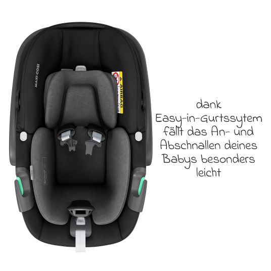 Maxi-Cosi 3in1 Babyschale & Reboarder-Set FamilyFix 360 ab Geburt bis 4 Jahre (40 - 105 cm) mit Babyschale Pebble 360 & Kindersitz Pearl 360 inkl. Isofix-Basis FamilyFix, Schutzunterlage & Schnullertasche - Black