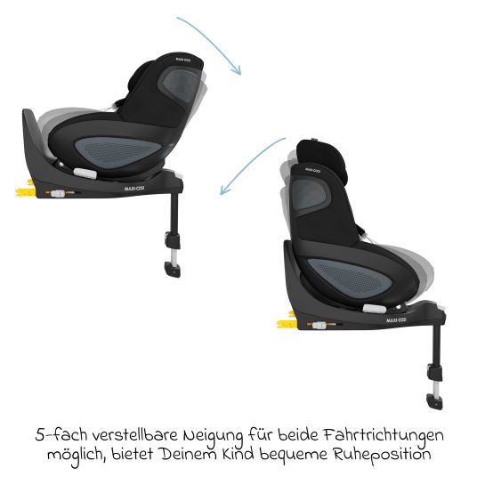 Maxi-Cosi 3in1 Babyschale & Reboarder-Set FamilyFix 360 ab Geburt bis 4 Jahre (40 - 105 cm) mit Babyschale Pebble 360 & Kindersitz Pearl 360 inkl. Isofix-Basis FamilyFix, Schutzunterlage & Schnullertasche - Black