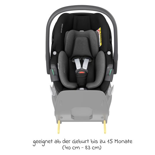 Maxi-Cosi 3in1 Babyschale & Reboarder-Set FamilyFix 360 ab Geburt bis 4 Jahre (40 - 105 cm) mit Babyschale Pebble 360 & Kindersitz Pearl 360 inkl. Isofix-Basis FamilyFix, Schutzunterlage & Schnullertasche - Black