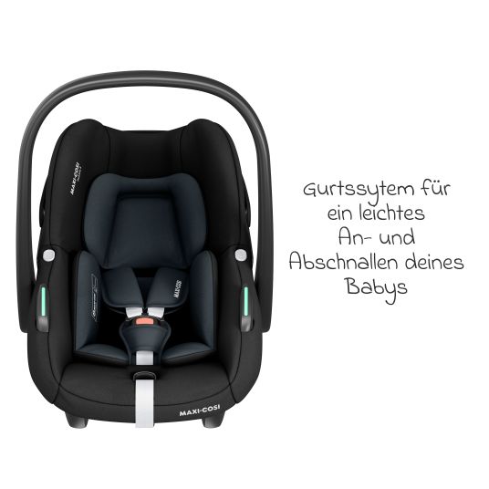 Maxi-Cosi 3in1 Babyschalen & Kindersitz-Set FamilyFix S ab Geburt bis 4 Jahre (40cm - 105 cm mit Babyschale Pebble S & Kindersitz Pearl S inkl. Isofix-Basis FamilyFix S, Schutzunterlage & Schnullertasche - Tonal Black