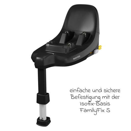 Maxi-Cosi 3in1 Babyschalen & Kindersitz-Set FamilyFix S ab Geburt bis 4 Jahre (40cm - 105 cm mit Babyschale Pebble S & Kindersitz Pearl S inkl. Isofix-Basis FamilyFix S, Schutzunterlage & Schnullertasche - Tonal Black