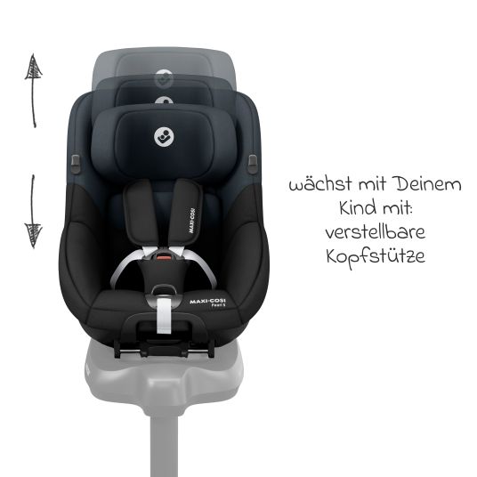 Maxi-Cosi 3in1 Babyschalen & Kindersitz-Set FamilyFix S ab Geburt bis 4 Jahre (40cm - 105 cm mit Babyschale Pebble S & Kindersitz Pearl S inkl. Isofix-Basis FamilyFix S, Schutzunterlage & Schnullertasche - Tonal Black