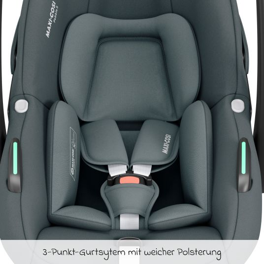 Maxi-Cosi 3in1 Babyschalen & Kindersitz-Set FamilyFix S ab Geburt bis 4 Jahre (40cm - 105 cm mit Babyschale Pebble S & Kindersitz Pearl S inkl. Isofix-Basis FamilyFix S, Schutzunterlage & Schnullertasche - Tonal Graphite