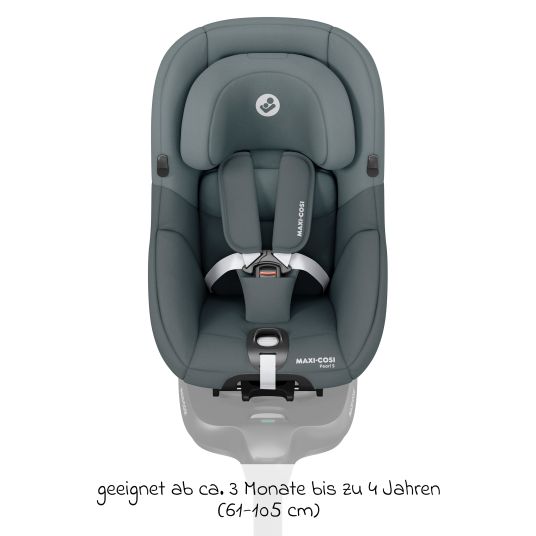 Maxi-Cosi 3in1 Babyschalen & Kindersitz-Set FamilyFix S ab Geburt bis 4 Jahre (40cm - 105 cm mit Babyschale Pebble S & Kindersitz Pearl S inkl. Isofix-Basis FamilyFix S, Schutzunterlage & Schnullertasche - Tonal Graphite