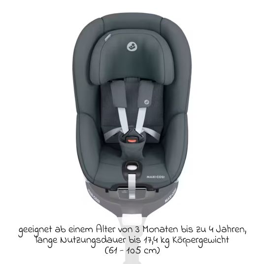 Maxi-Cosi 3in1 Babyschalen & Reboarder-Set FamilyFix 360 ab Geburt bis 4 Jahre (40 cm - 105 cm) mit Babyschale Pebble 360 & Kindersitz Pearl 360 inkl. Isofix-Basis FamilyFix, Schutzunterlage & Schnullertasche - Graphite
