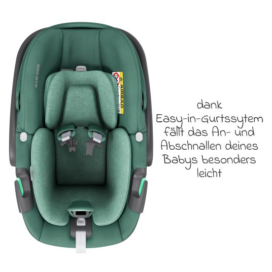 Maxi-Cosi 3in1 infant car seat & reboarder set FamilyFix 360 from birth to 4 years (40 cm - 105 cm) with infant car seat Pebble 360 & child seat Pearl 360 incl. Isofix base FamilyFix, protective pad & pacifier bag - Green