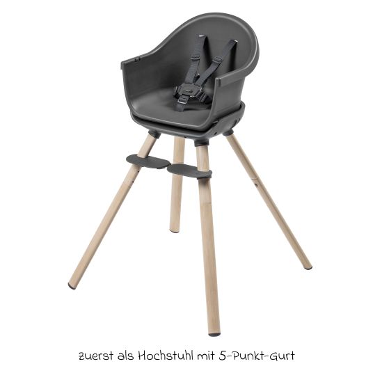 Maxi-Cosi 4-in-1 Hochstuhl Moa ab 6 Monate - 5 Jahre Hochstuhl, Sitzerhöhung, Tisch & Stuhl - Beyond Graphite2 Eco