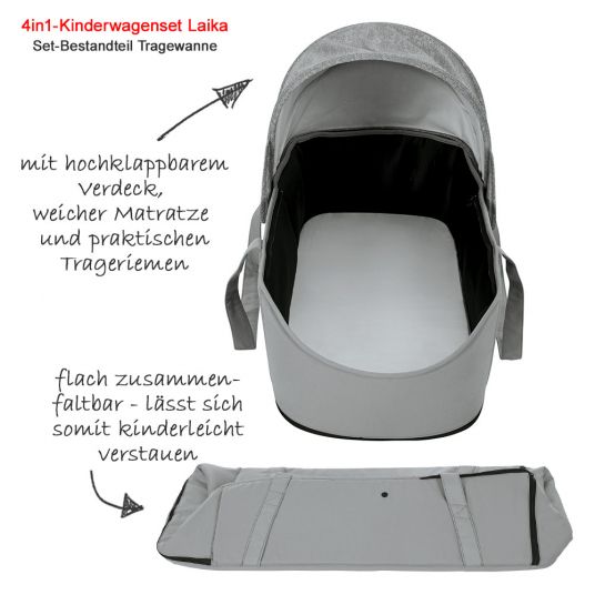 Maxi-Cosi 4 in 1 Kinderwagen-Set Laika inkl. Tragetasche, Babyschale Cabriofix & FamilyFix - Nomad Grey