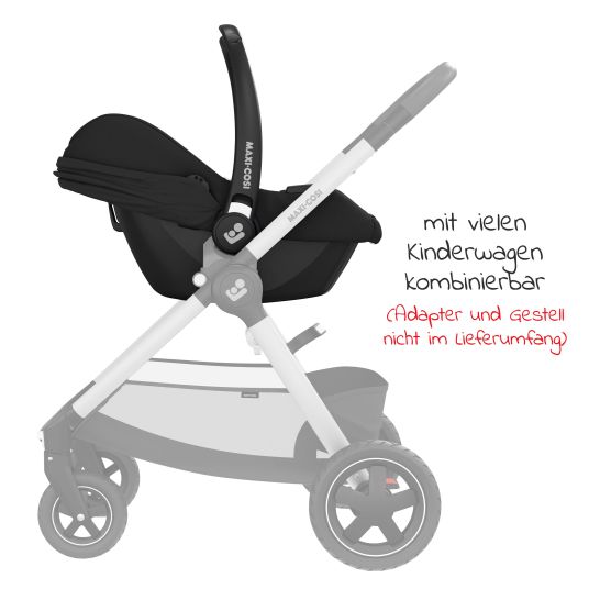 Maxi-Cosi Infant car seat CabrioFix i-Size from birth - 12 months (40-75 cm) & seat reducer, sun canopy, rain cover, insect screen - Essential Black