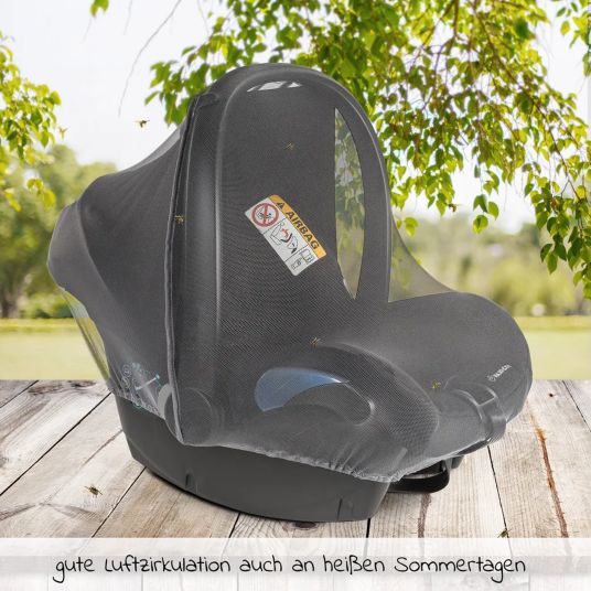 Maxi-Cosi Babyschale Babyschale CabrioFix i-Size ab Geburt - 12 Monate (40-75 cm) & Sitzverkleinerer, Sonnenverdeck, Regenschutz, Insektenschutz - Essential Black