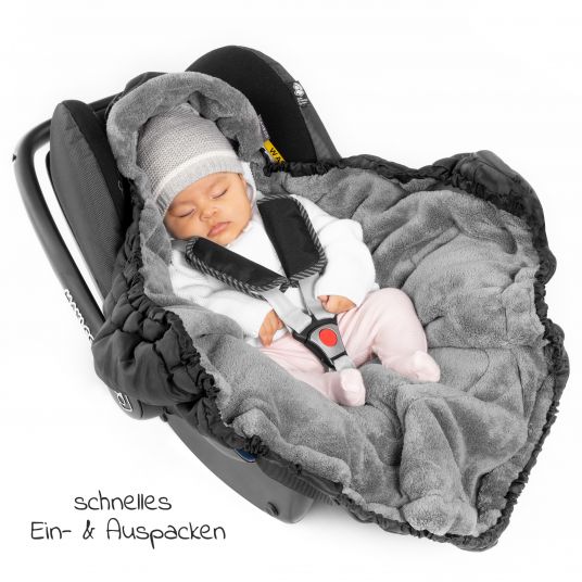 Maxi-Cosi Babyschale CabrioFix i-Size ab Geburt-12 Monate (40-75 cm) i-Size Base, Einschlagdecke & Schnullerbox - Essential Black