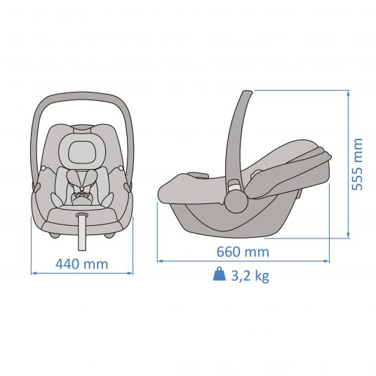 Maxi-Cosi Baby car seat CabrioFix i-Size from birth-15 months (40-75 cm) incl. i-Size Base, Footmuff & Pacifier Box - Essential Graphite