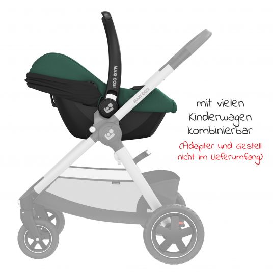 Maxi-Cosi Baby car seat CabrioFix i-Size from birth-15 months (40-75 cm) incl. i-Size Base, Footmuff & Pacifier Box - Essential Green