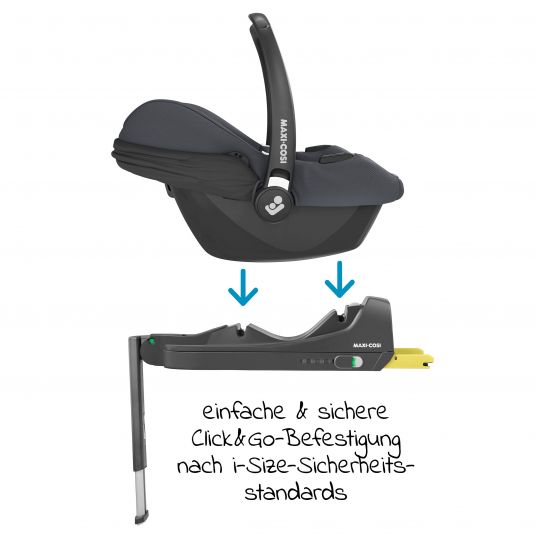 Maxi-Cosi Babyschale CabrioFix i-Size ab Geburt-12 Monate (40-75 cm) inkl. CabrioFix i-Size Base & Polsterschutz - Essential Graphite