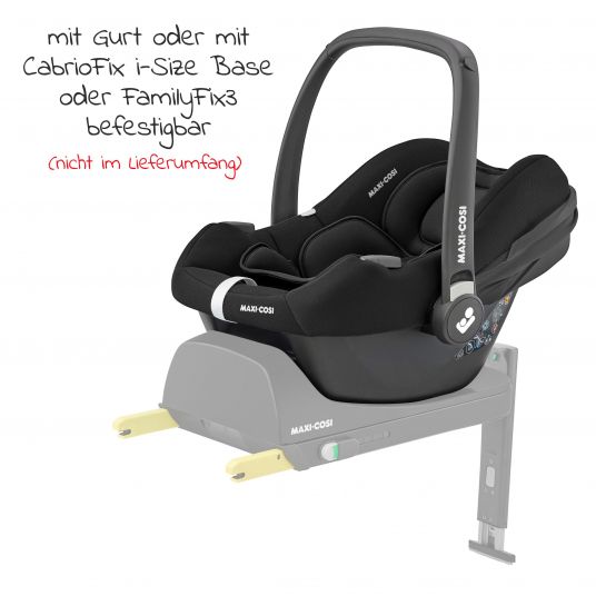Maxi-Cosi Babyschale CabrioFix i-Size ab Geburt - 12 Monate (40-75 cm) & Sitzverkleinerer, Sonnenverdeck - Essential Black